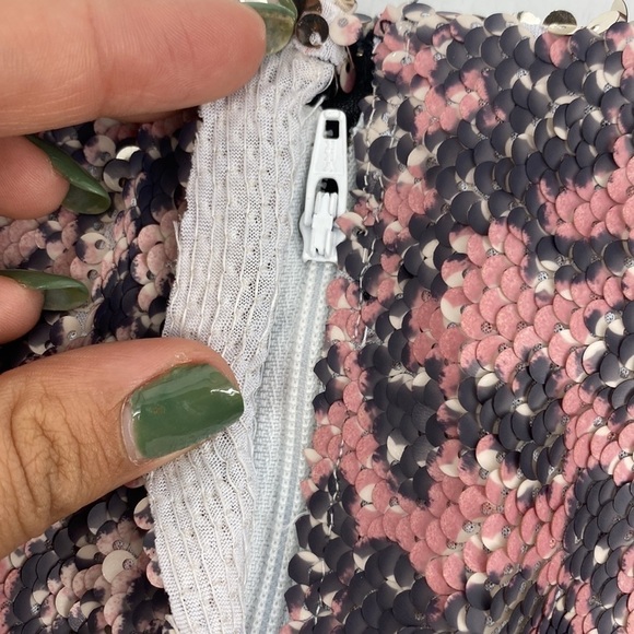 Free People Pink Cheetah Sequin Mini Skirt - Picture 5 of 9